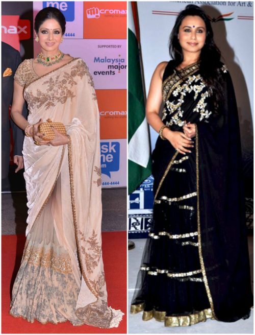 Sridevi and Rani Mukherjee in half and half Panelled saree