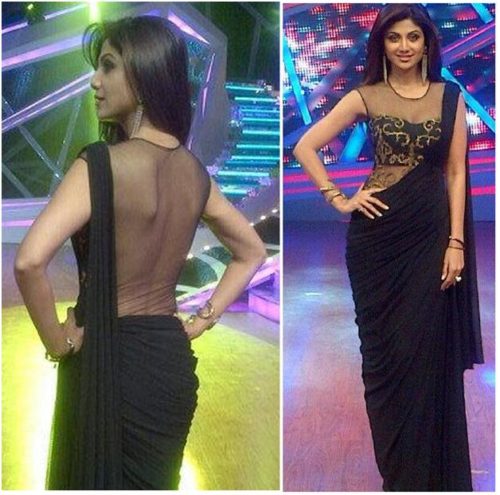 Shilpa Shetty in a black saree gown