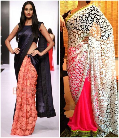 half-and-half crochet saree