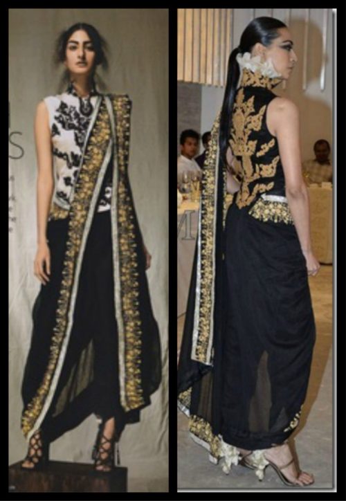 two way pallu designer saree drape
