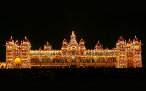 Amba Vilas Palace at night