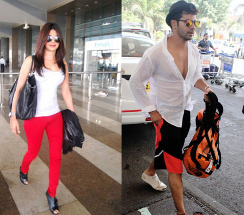 Varun Dhawan & Priyanka Chopra spotted at airport