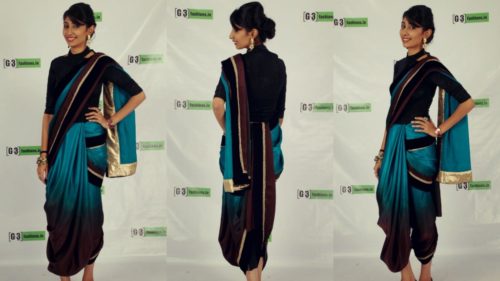 how to wear Full dhoti style saree drape