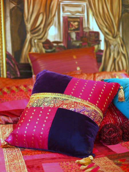 cushion covers from saree, DIY saree cushion covers