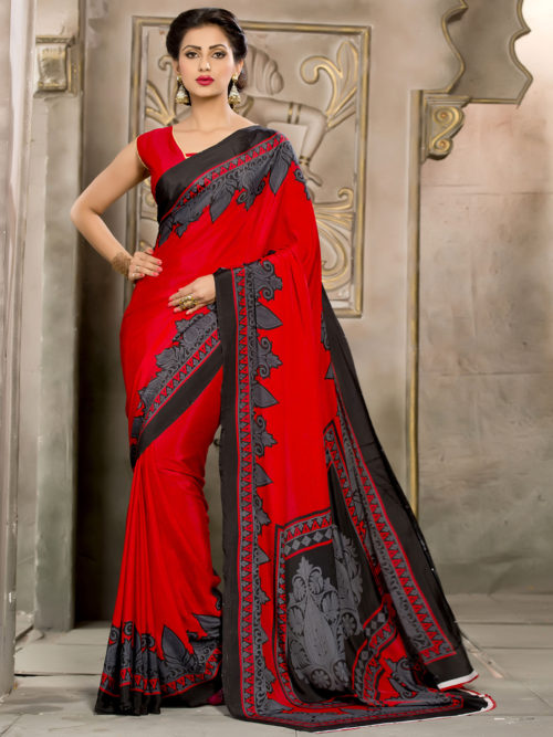 Red Casual Wear Printed Saree