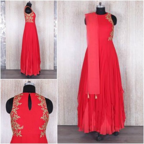 Red Georgette Anarkali Suit