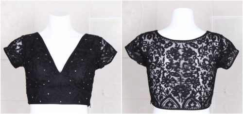 V neckline embroidery blouse