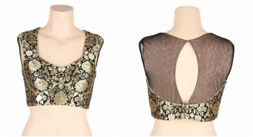 brocade black saree blouse