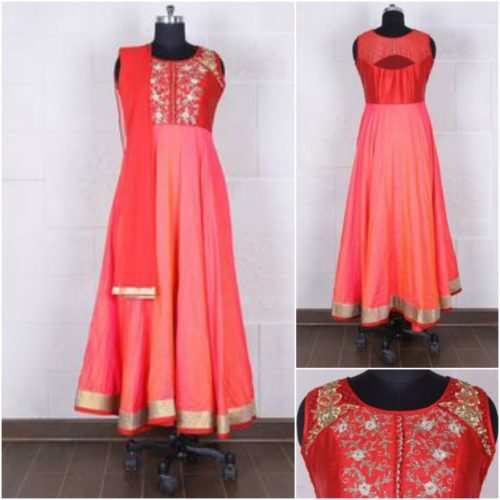 Red color shaded salwar suit