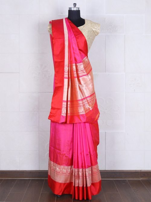 pink shaded saree