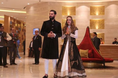 Yuvraj Singh & Hazel Keech Sangeet Cocktail Outfits