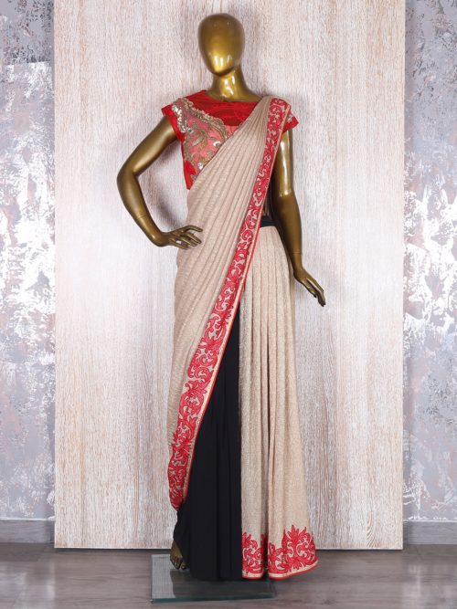 Half-and-half pre-stitched saree