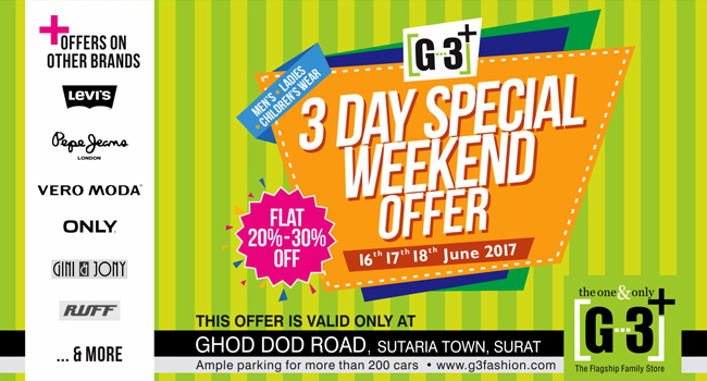 G3+ 3 Days Weekend Sale Offer Flat 20% - 50%