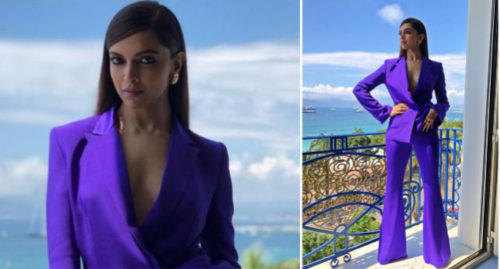 Deepika Padukone in a purple suit