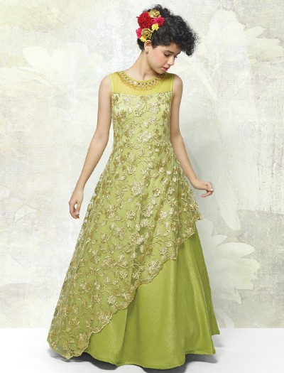 Printed olive silk saree for wedding wear - G3-WSA52835 | G3fashion.com