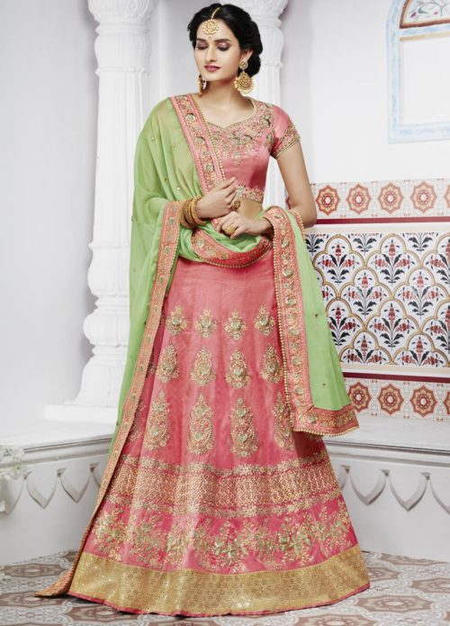 Embroidered lehenga choli for the sangeet ceremony