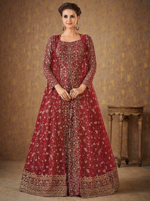 floor length with jacket style salwar suit for Indian brides
