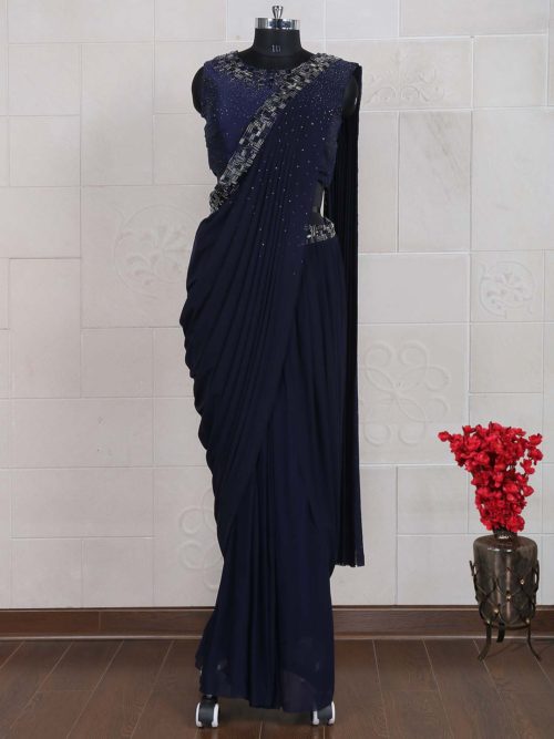 designer ready to wear pleated saree