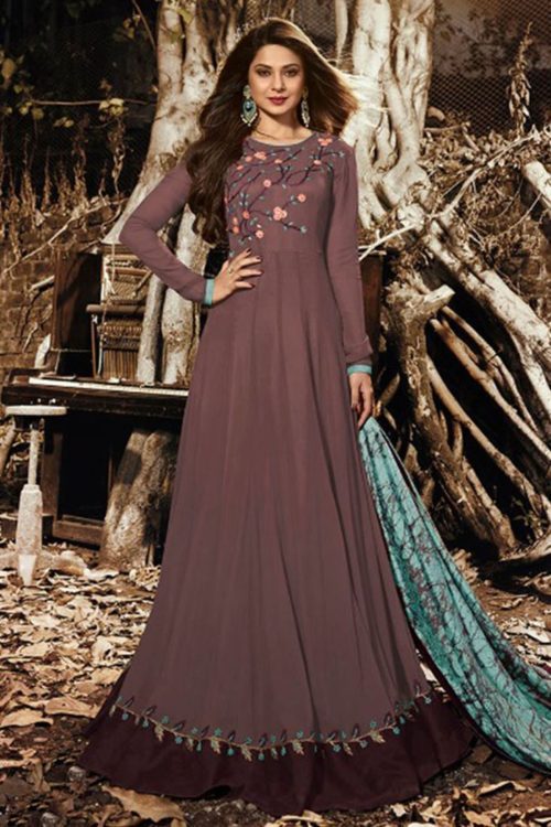 Brown Resham Work Salwar Suit Design