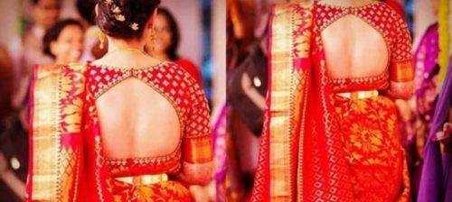 Open back neck blouse design for pattu saree