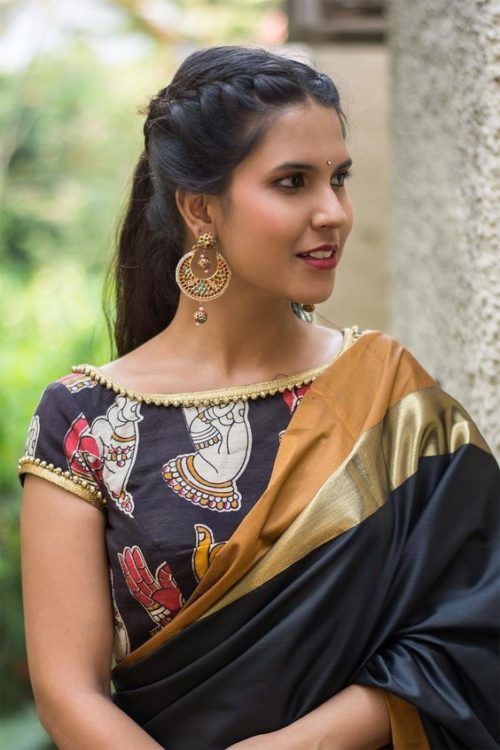 Printed blouse design for pattu saree