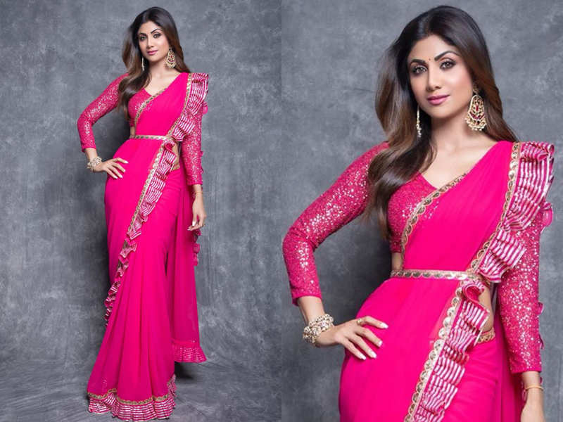 shilpa shetty saree style, shilpa shetty saree design,shilpa shetty saree gown