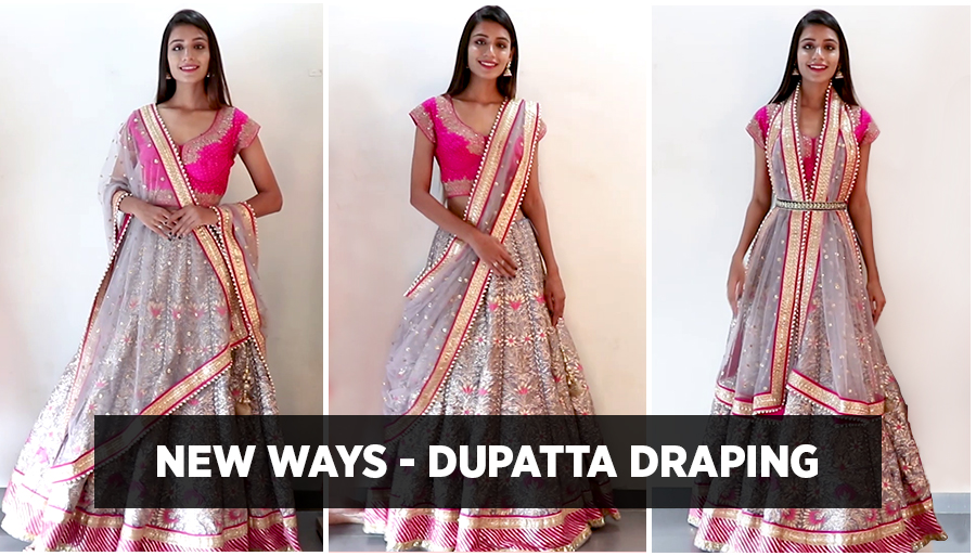 Draping a Dupatta on Lehenga, draping dupatta styles, ways of draping a dupatta, draping dupatta with lehenga