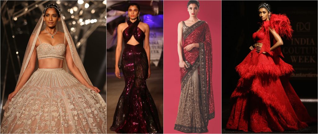 cocktail oufits for wedding, ICW 2019 collections, ICW 2019 designer collections in trend, sabyasanchi sequin saree