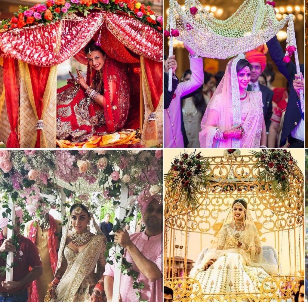 indian bridal entry ideas, wedding entry ideas, phoolon ki chaadar entry, palki pictures