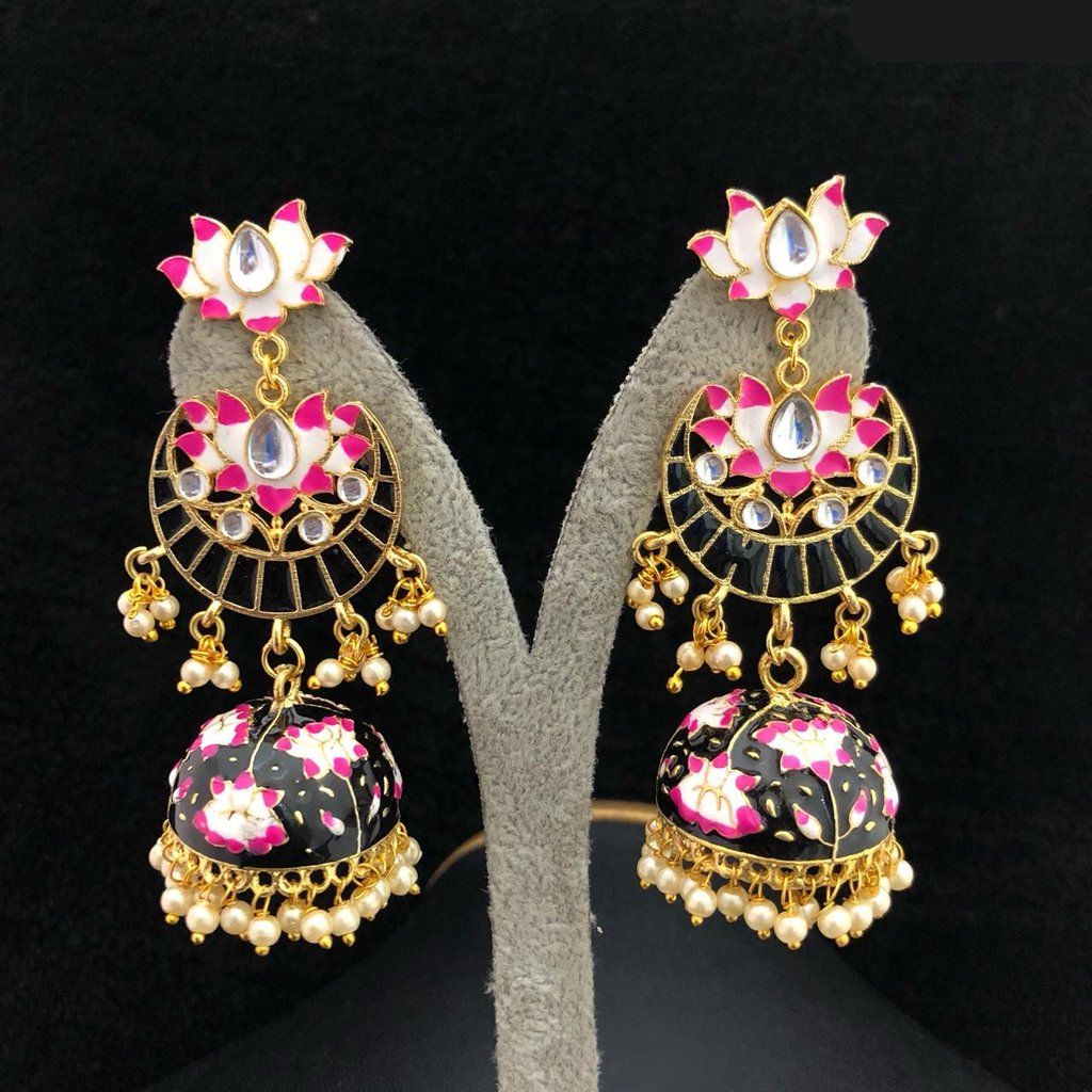 lotus motif earrings, blossom lotus designed earrings