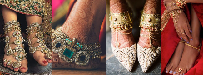 anklets for brides, pajeb design for brides, payal design for brides
