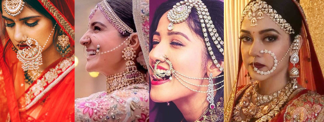 bridal nath ideas, big nose rings for brides, nose ring ideas