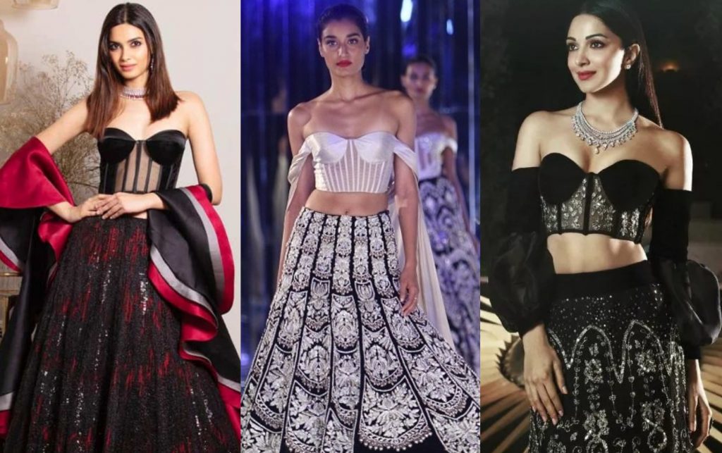 corset blouse designs, bustier blouse styles, manish malhotra blouse designs collection