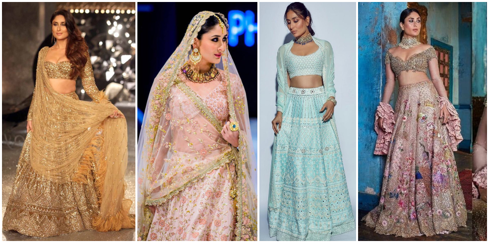 bollywood celebrity lehenga choli designs, kareen akapoor lehenga designs outfits