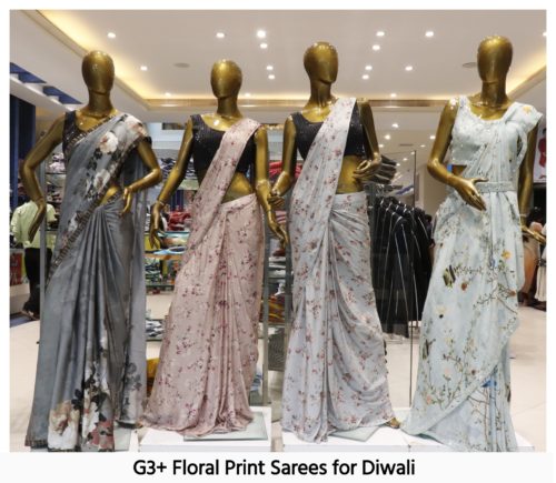 G3+ Floral Print Sarees for Diwali
