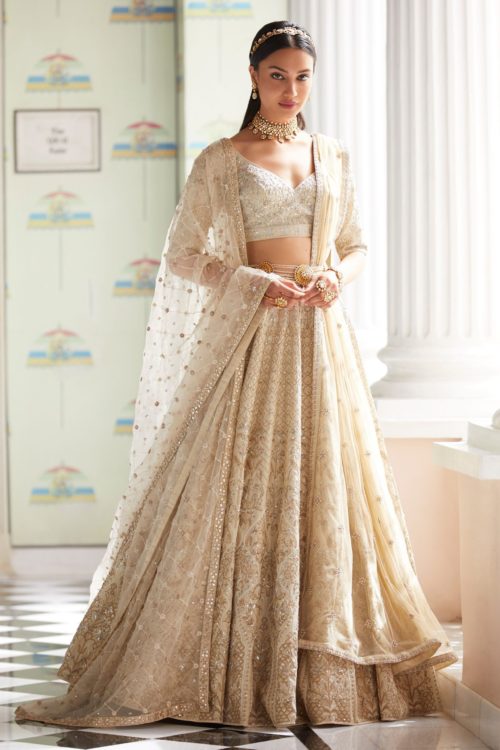 Ivory silk anita dongre lehenga