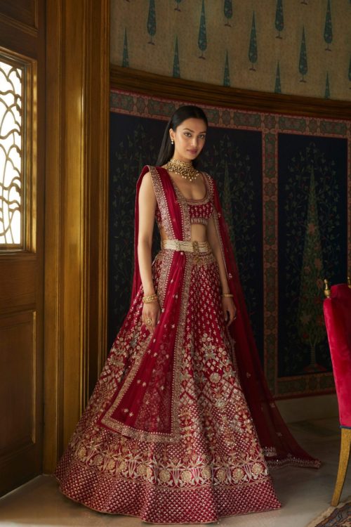 Vilina Lehenga/ Anita Dongre bridal lehenga in maroon wine