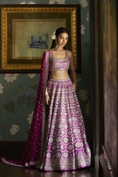 Bridal lehenga in violet