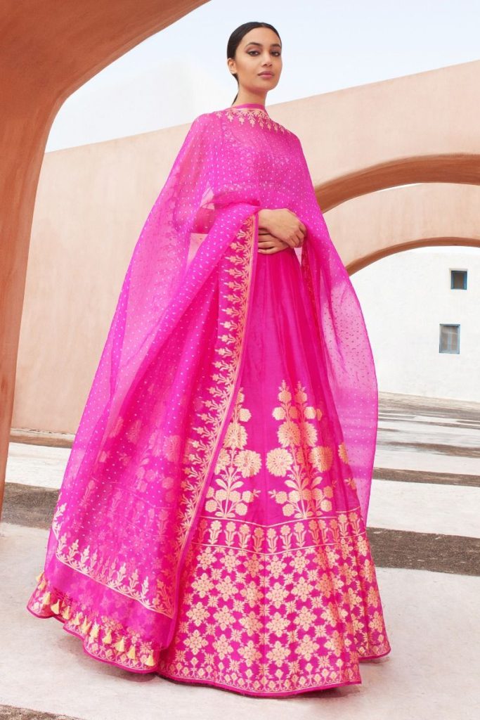 Anita dongre amari lehenga, anita dongre wedding lehengas, Hot pink Anita Dongre Lehenga