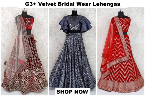 velvet bridal lehengas