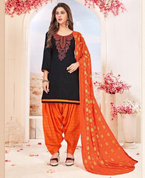 orange and black salwar suit