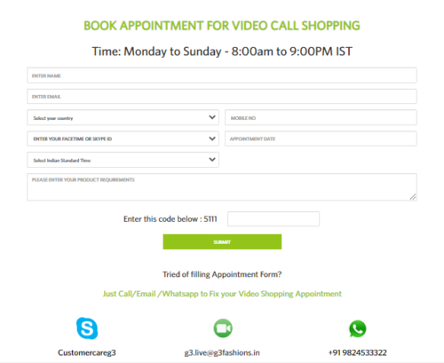 Video Call appointment booking for Shopping