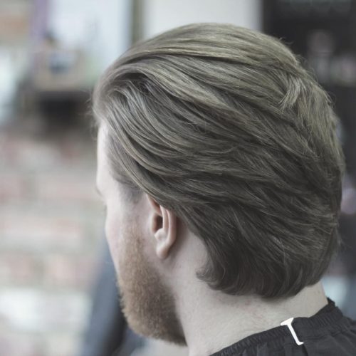 back head in long layered cut