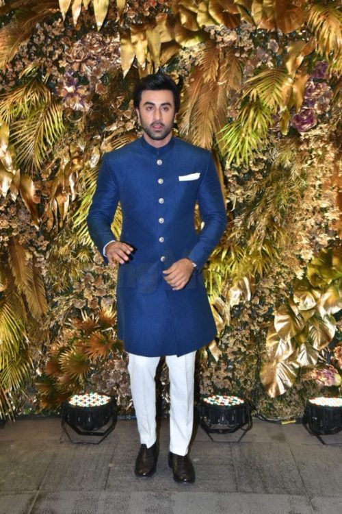 Ranbir Singh in a blue sherwani