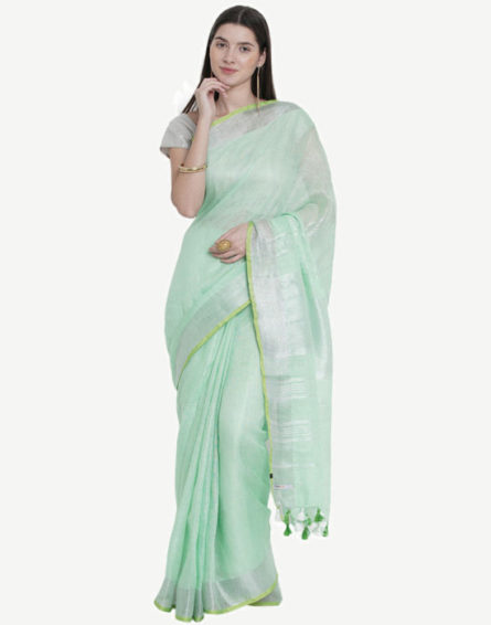 plain linen saree