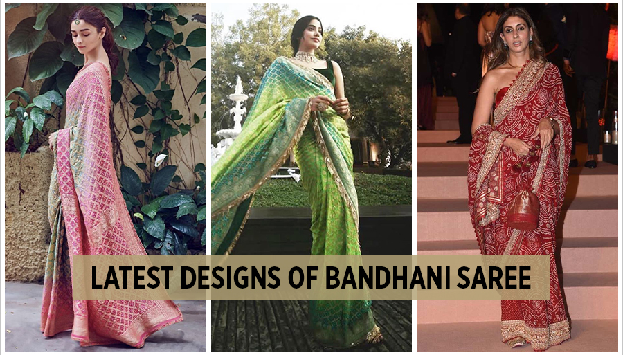latest bandhani saree designs