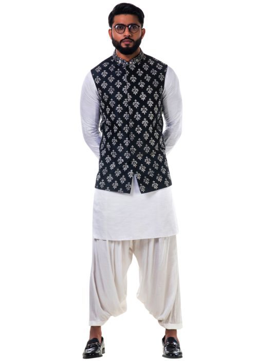 eid dressing for men printed waistcoat set