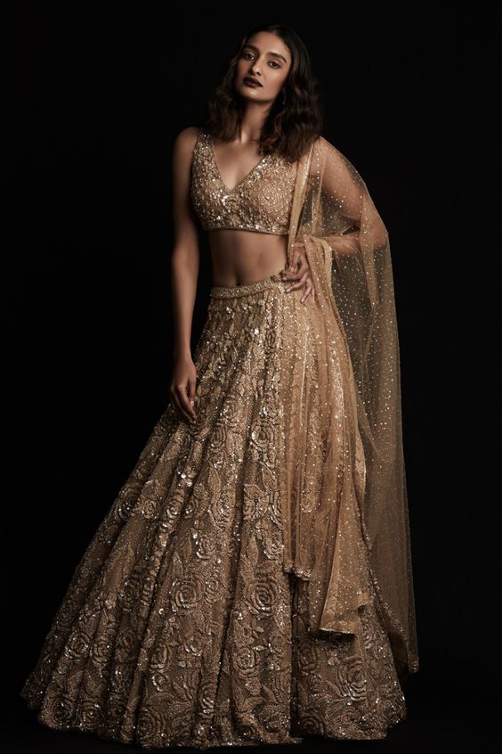 Gold Sequins Lehenga