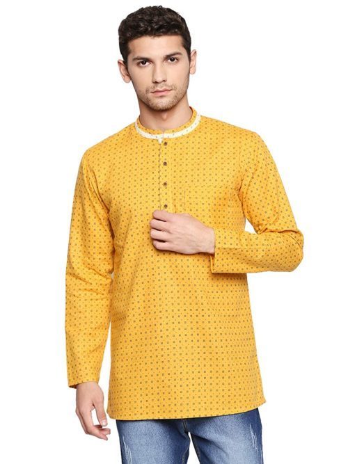 printed short kurta for men