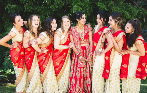 bridesmaid sarees matches with bridal dress